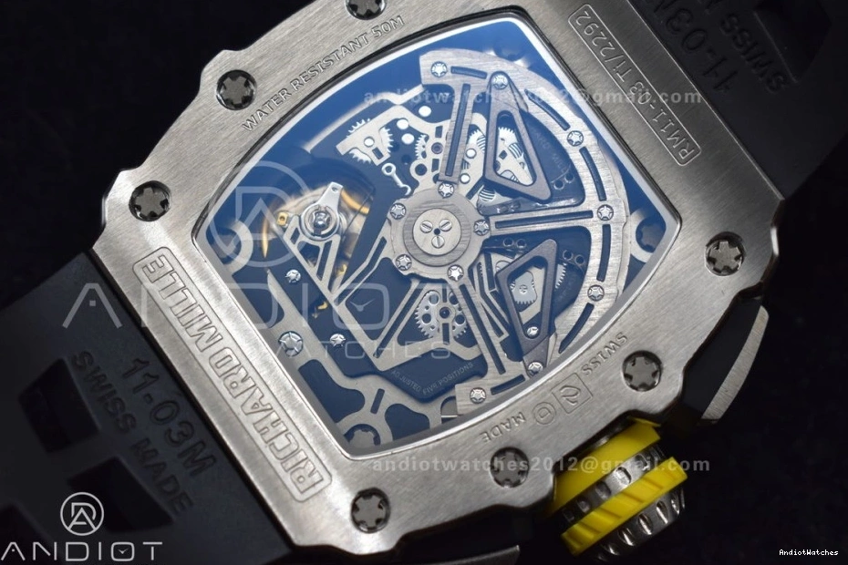 Crystal 1025 1:1 Edition A7750 RM011 Chrono Sophisticated Black on Dial Strap Rubber SS KVF Black V Best 0306